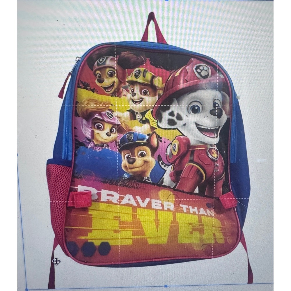 Paw Patrol Braver Than Ever Kids Backpack Blue Red Marshall Chase Skye Rubble